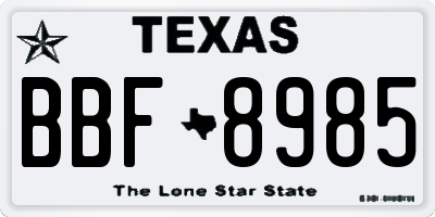 TX license plate BBF8985