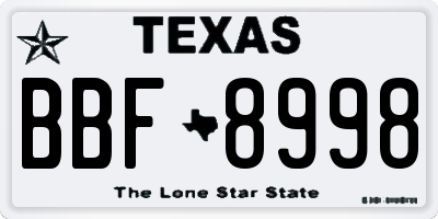 TX license plate BBF8998