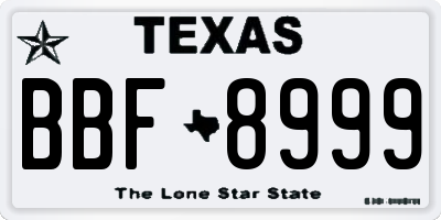 TX license plate BBF8999