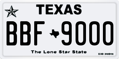 TX license plate BBF9000