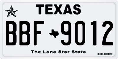 TX license plate BBF9012