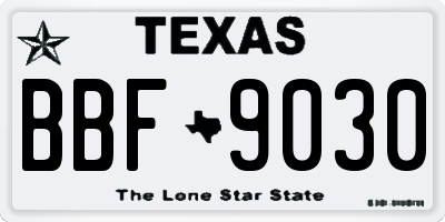 TX license plate BBF9030