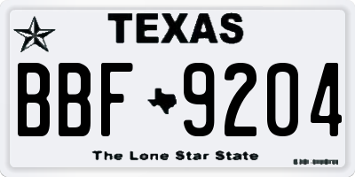 TX license plate BBF9204