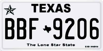 TX license plate BBF9206