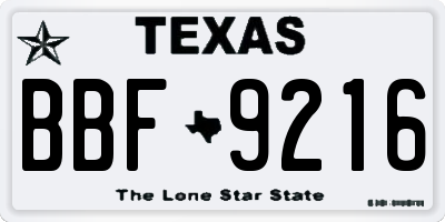 TX license plate BBF9216