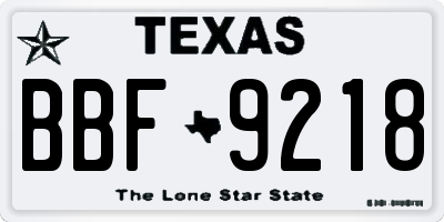 TX license plate BBF9218
