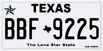 TX license plate BBF9225