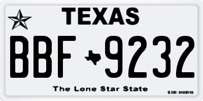 TX license plate BBF9232
