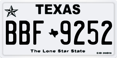 TX license plate BBF9252