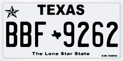 TX license plate BBF9262