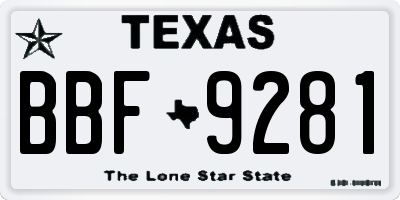 TX license plate BBF9281