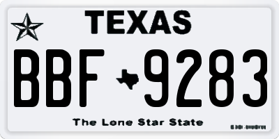 TX license plate BBF9283