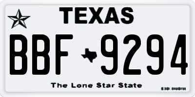TX license plate BBF9294