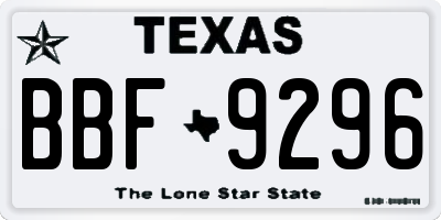 TX license plate BBF9296