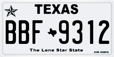 TX license plate BBF9312