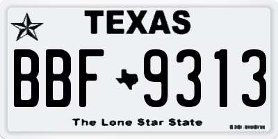 TX license plate BBF9313