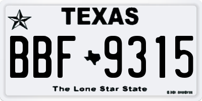 TX license plate BBF9315