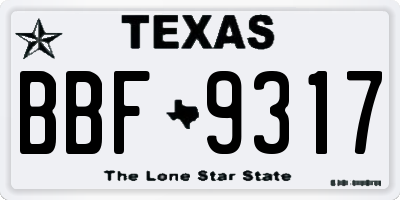 TX license plate BBF9317