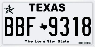 TX license plate BBF9318