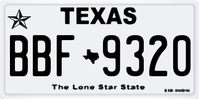 TX license plate BBF9320