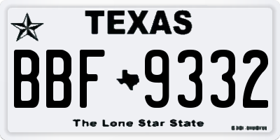 TX license plate BBF9332
