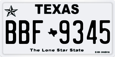 TX license plate BBF9345