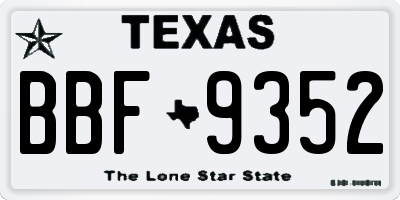 TX license plate BBF9352