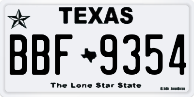 TX license plate BBF9354
