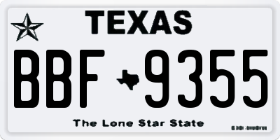 TX license plate BBF9355