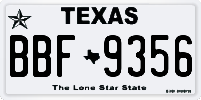 TX license plate BBF9356