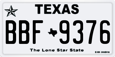 TX license plate BBF9376
