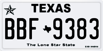 TX license plate BBF9383