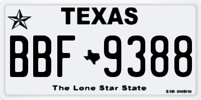 TX license plate BBF9388