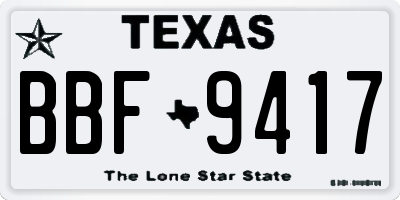 TX license plate BBF9417