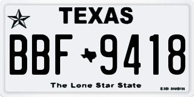 TX license plate BBF9418