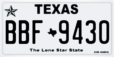 TX license plate BBF9430