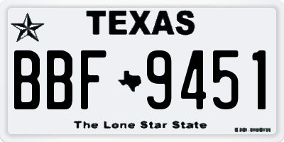 TX license plate BBF9451
