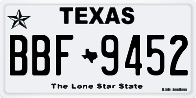 TX license plate BBF9452