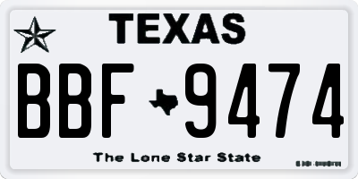 TX license plate BBF9474