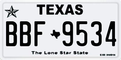TX license plate BBF9534