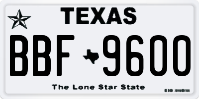 TX license plate BBF9600