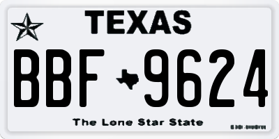 TX license plate BBF9624