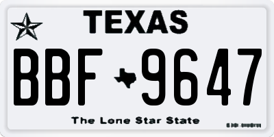 TX license plate BBF9647
