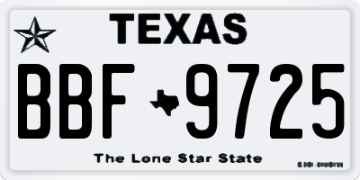 TX license plate BBF9725