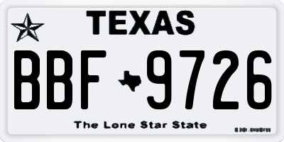 TX license plate BBF9726