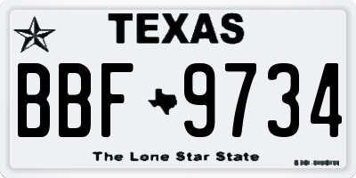 TX license plate BBF9734