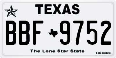 TX license plate BBF9752
