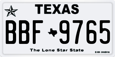TX license plate BBF9765