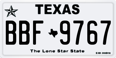 TX license plate BBF9767