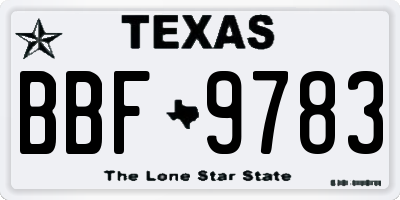 TX license plate BBF9783